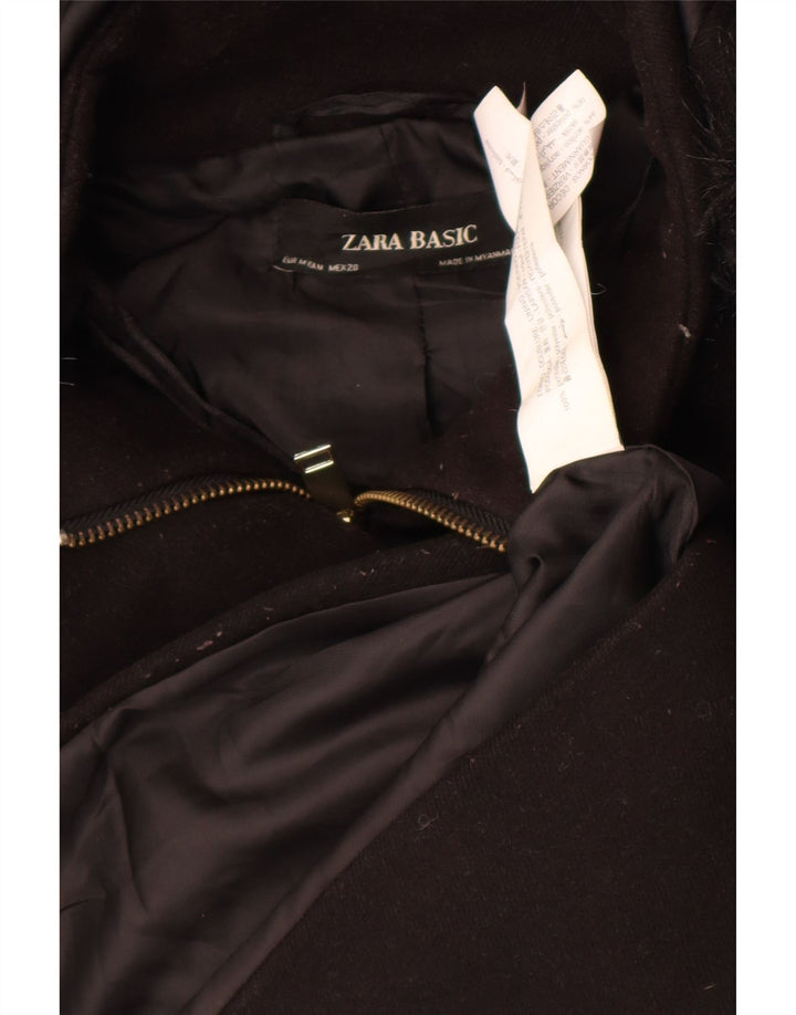 Zara Dame Hooded Bomber Jacket UK 14 Medium Black Polyester