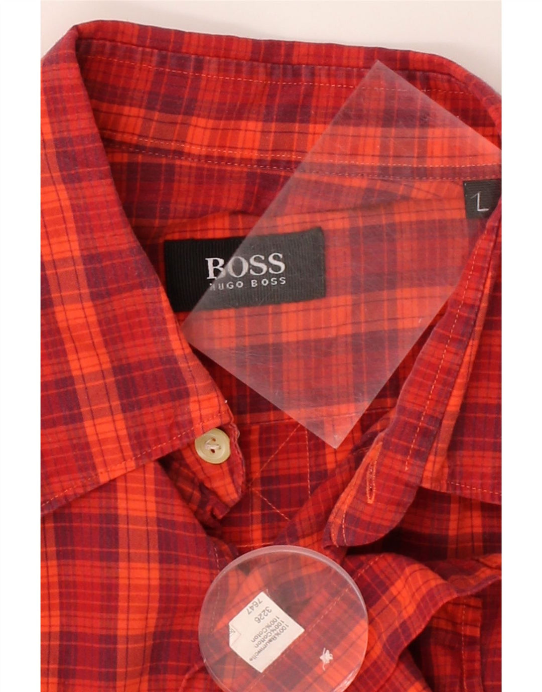 HUGO BOSS Mens Shirt Large Red Check Cotton Vintage Hugo Boss and Second-Hand Hugo Boss from Messina Hembry 