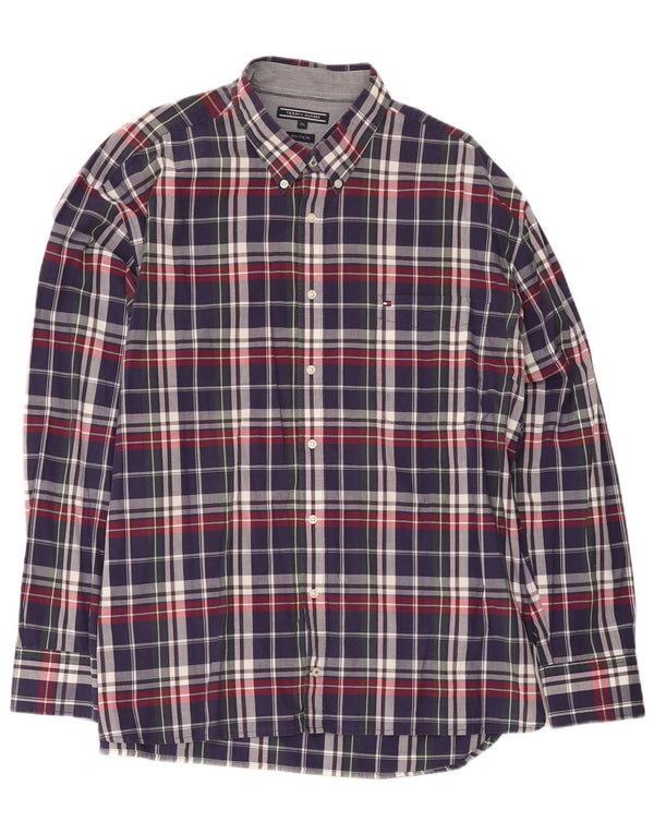 Tommy Hilfiger Herre New York Fit skjorte 2XL marineblå ternet bomuld