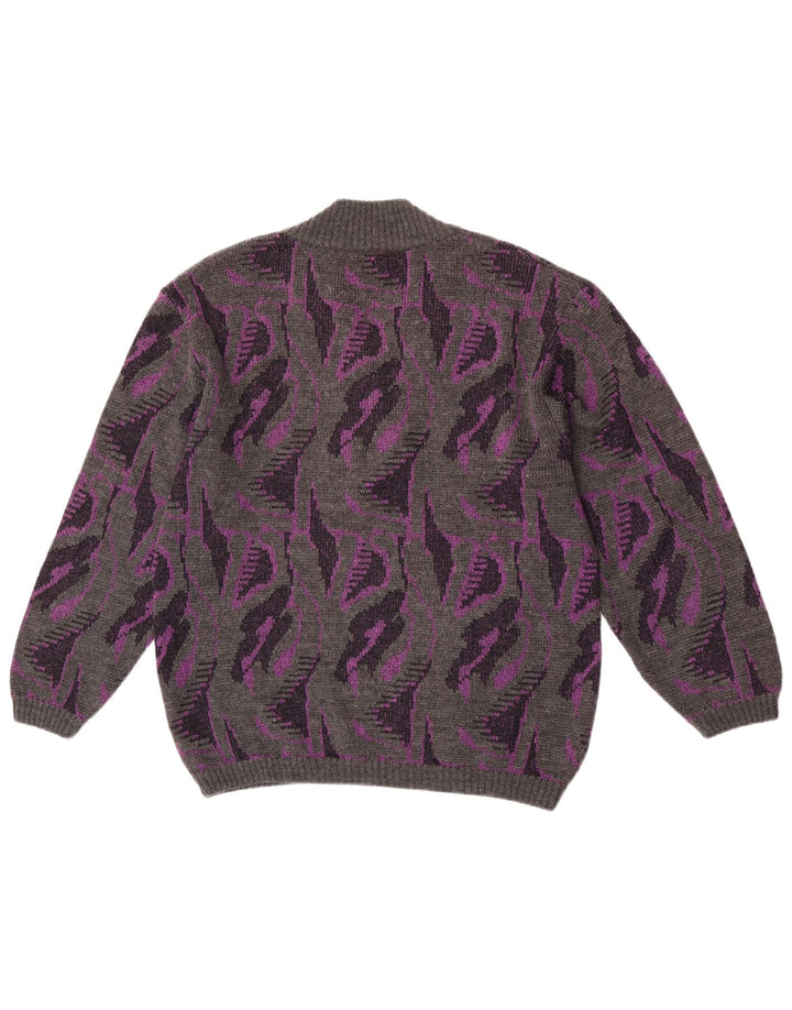 Rasica Dame abstrakt mønster V-hals sweater UK 16 stor grå