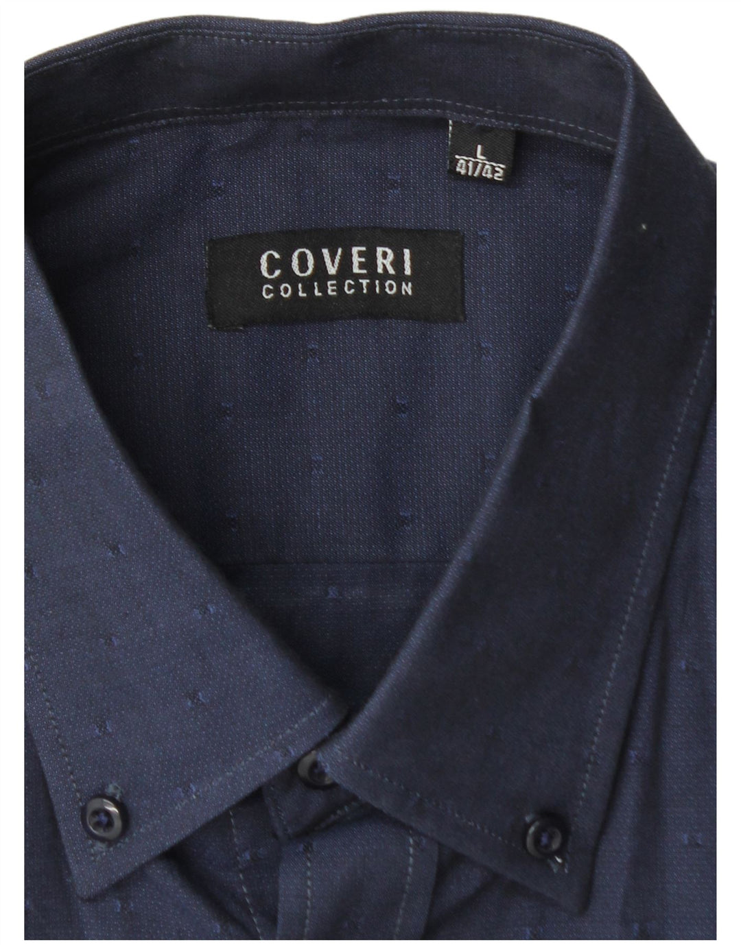 COVERI Herreskjorte str. 41/42 Large Navy Blue Cotton
