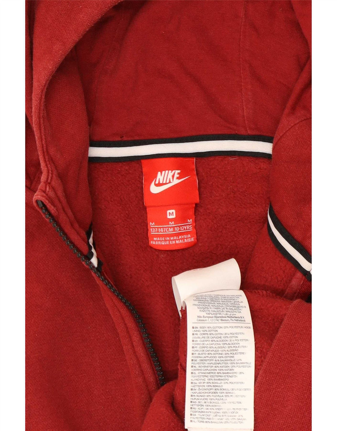 Nike hættetrøje med lynlås til drenge 10-11 år Medium rød bomuld