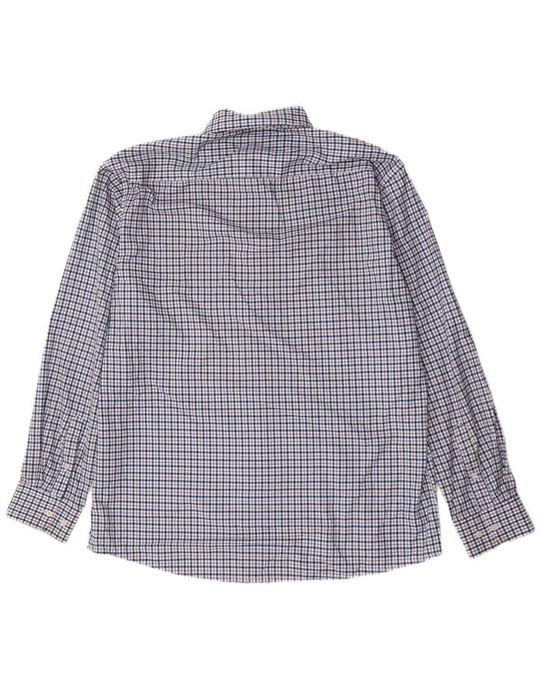 Nautica herre Slim Fit skjorte str. 17 1/2 XL blå ternet polyester