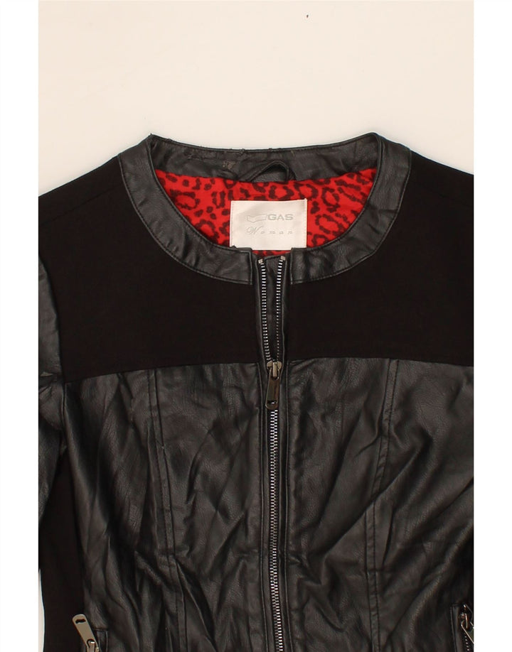 GAS Womens Leather Jacket IT  38 XS Black Vintage Gas and Second-Hand Gas from Messina Hembry 