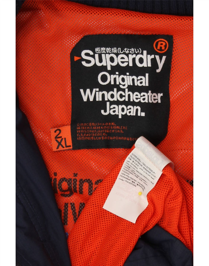 Superdry Windcheater regnjakke til kvinder UK 20 2XL marineblå nylon