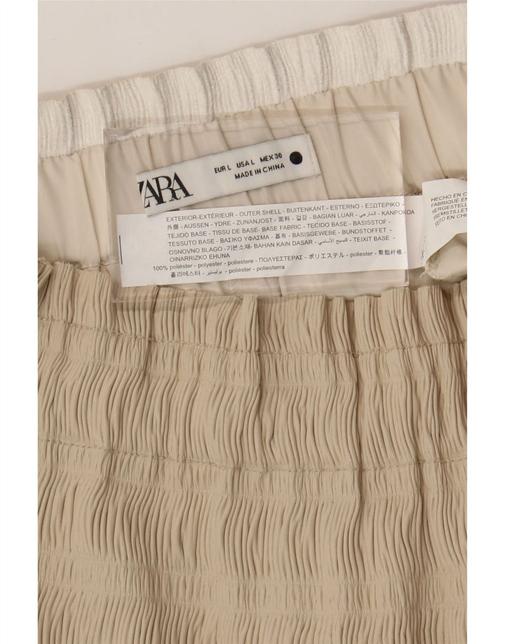Zara Dame A-Line nederdel Large W34 Beige Polyester