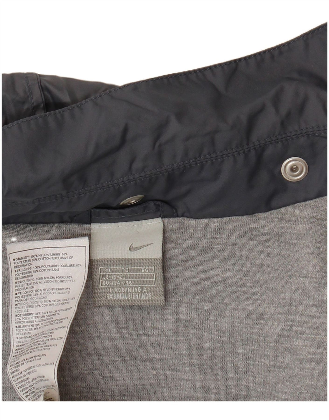 NIKE Boys Big & Tall Hooded Rain Jacket 13-14 Years XL Grey Polyester
