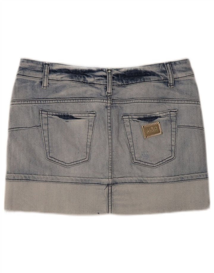 Liu Jo Dame Distressed Mini Denim Nederdel W28 Medium Blue Bomuld