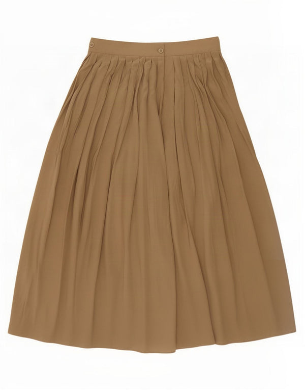 Max Mara Kvinder Højtalje Plisseret A-line nederdel UK 14 Large W28 Beige Silke