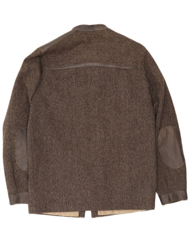 Vintage Bomber Jacket UK 38 Medium Grey Herringbone