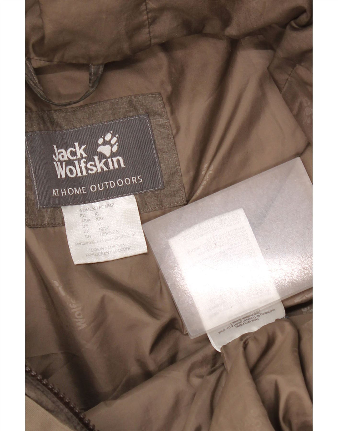 Jack Wolfskin Dame Hætte Polstret Frakke UK 18/20 XL Beige Polyester