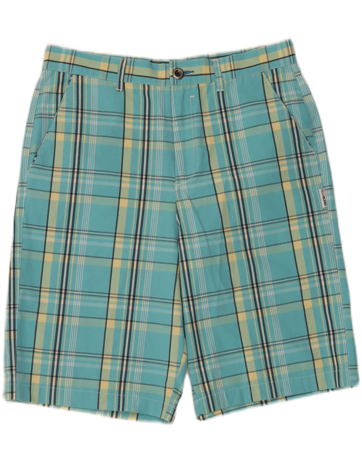 BILLABONG Mens Chino Shorts W33 Medium Turquoise Check Cotton