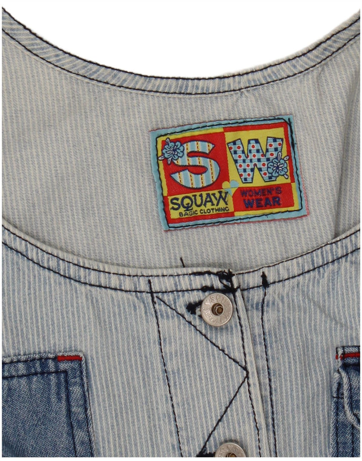 SQUAW Dame ærmeløs denimkjole UK 10 Small Blue Check