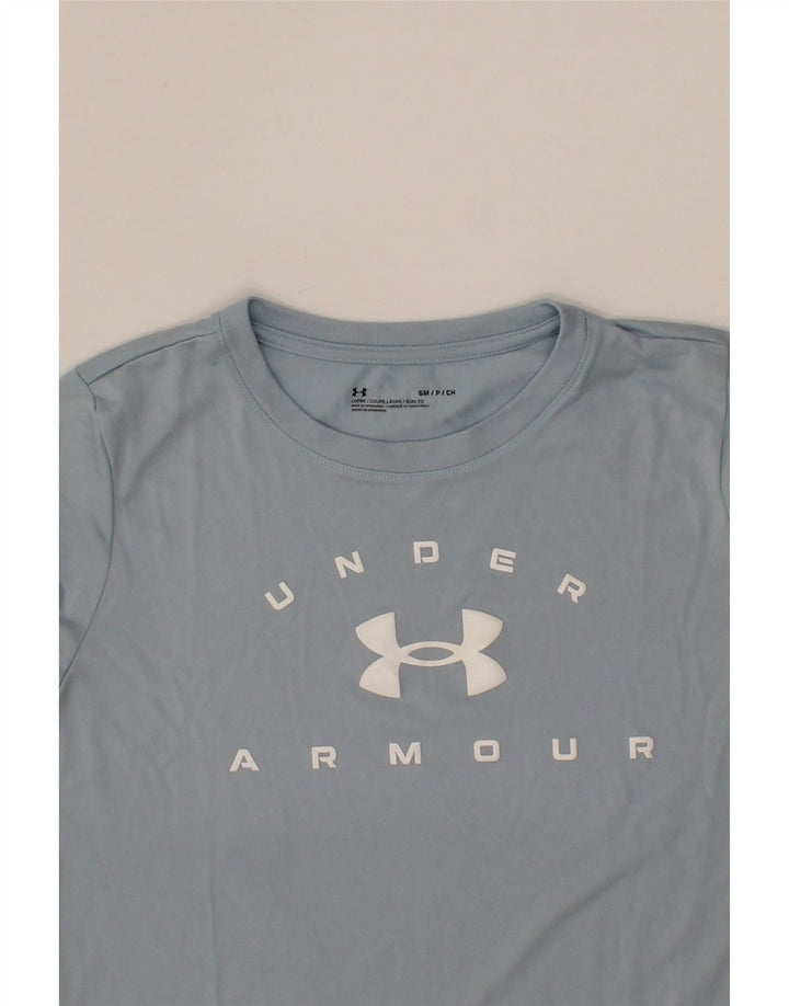 UNDER ARMOUR Womens Graphic T-Shirt Top UK 10 Small Blue Vintage Under Armour and Second-Hand Under Armour from Messina Hembry 