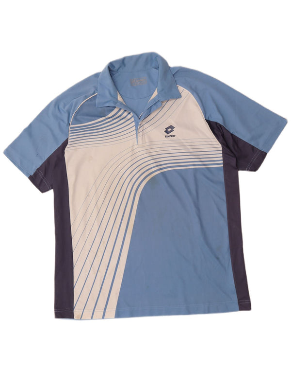 Lotto Poloshirt med lynlås til mænd XL Blå Colourblock Polyester