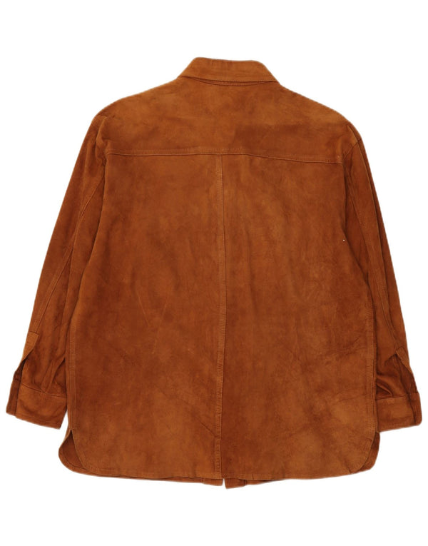 Vintage Dame Overshirt Ruskind Skjorte IT 42 Medium Brun