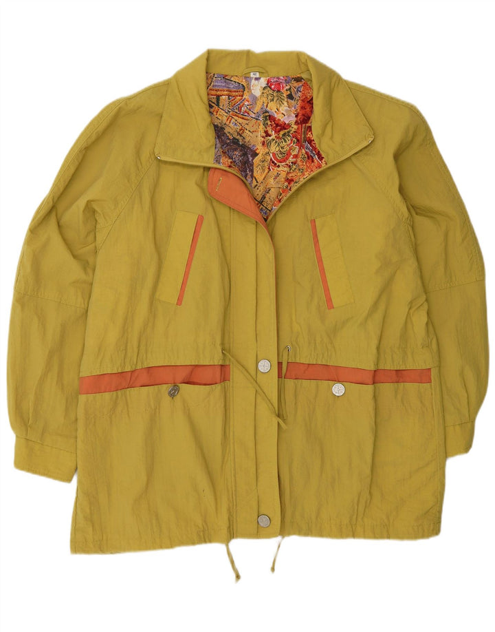 Vintage Dame Oversized Windbreaker Jacket EU 42 Large Yellow Polyamide