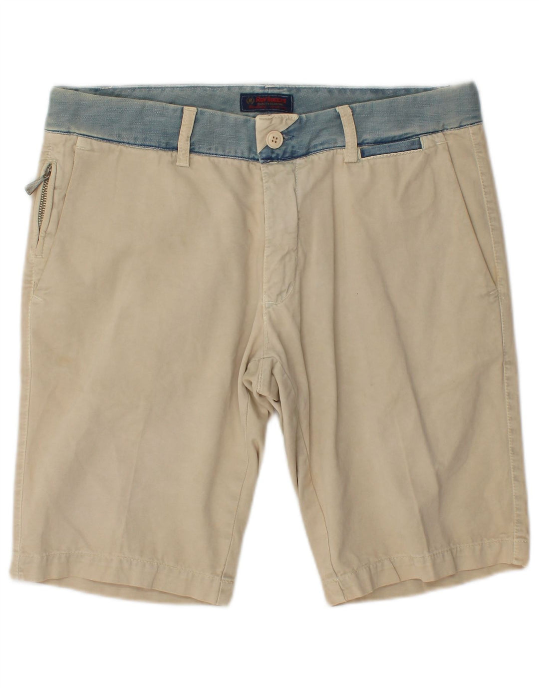 ROY ROGERS Chino Shorts til mænd W34 Large Beige Colourblock Bomuld