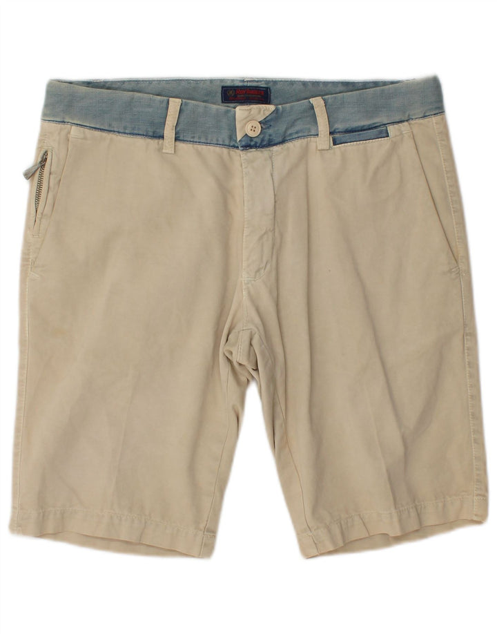 ROY ROGERS Chino Shorts til mænd W34 Large Beige Colourblock Bomuld