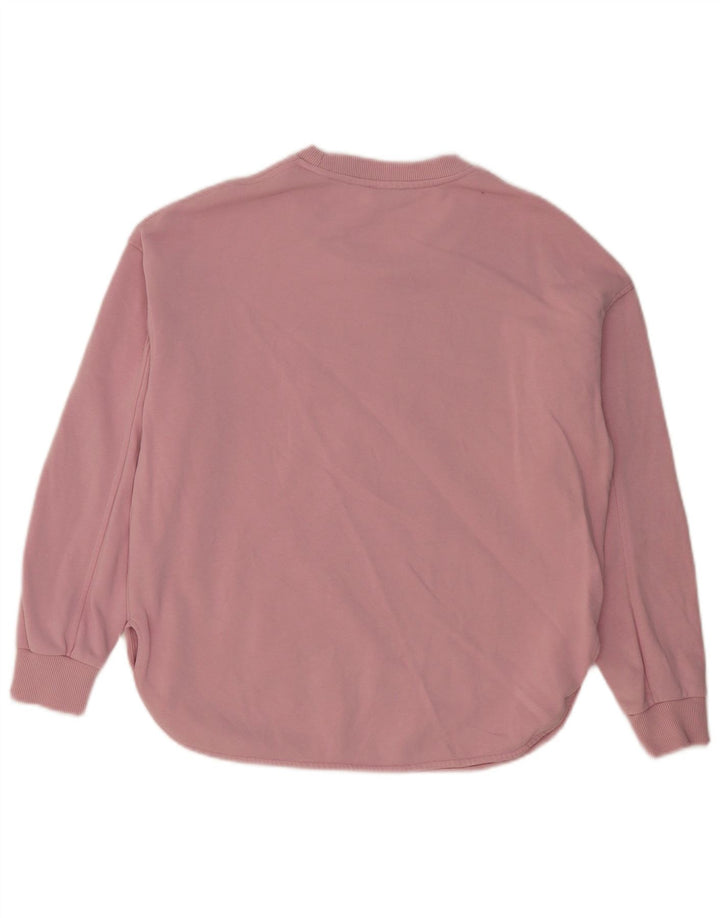 BLAUER Womens Graphic Oversized Sweatshirt Jumper UK 10 Small Pink Cotton