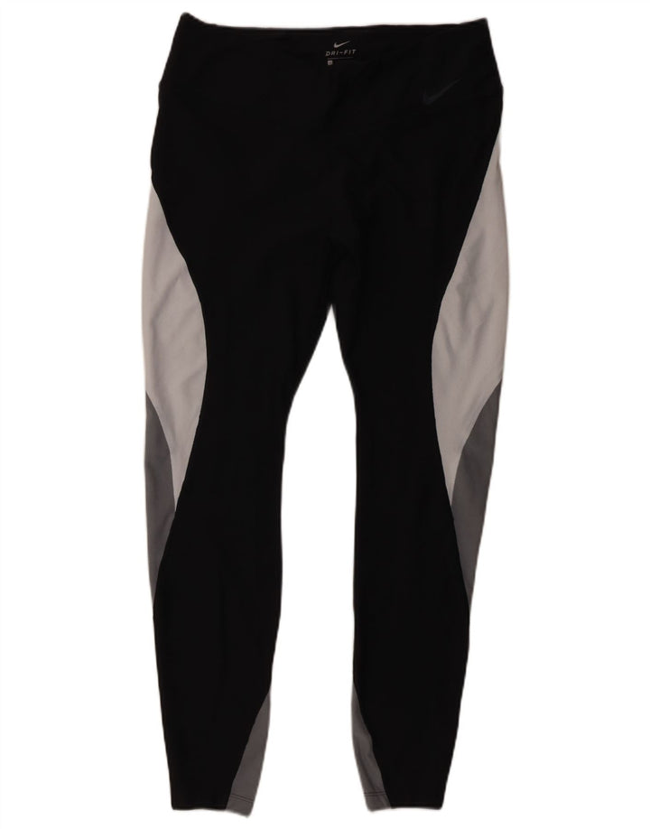 Nike Dame Dri Fit Leggings UK 14 Large Black Colourblock