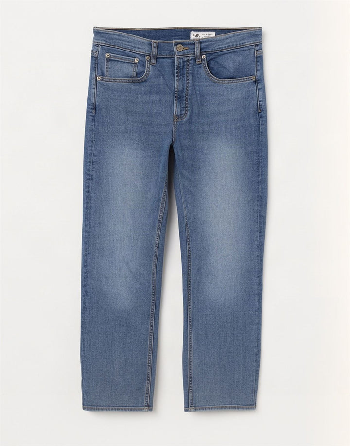 Zara Dame Straight Jeans EU 40 Medium W30 L27 Blå