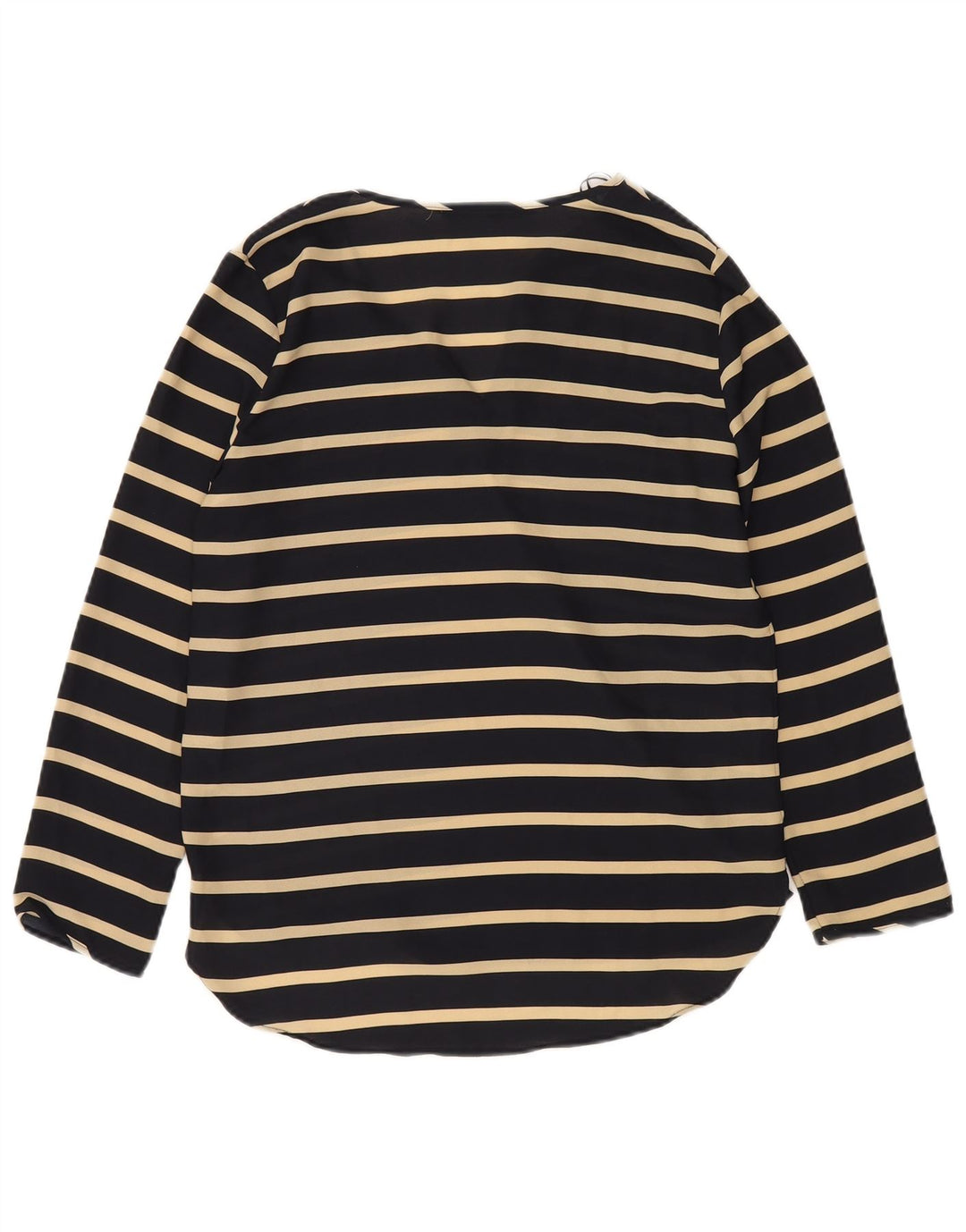 Zara Dame Langærmet Bluse Top UK 10 Small Navy Blue Stribet
