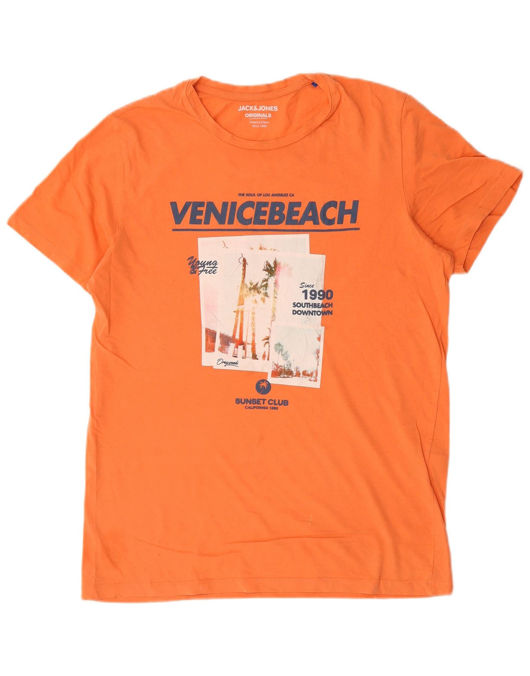 Jack & Jones Herre grafisk T-shirt Top Stor Orange Bomuld