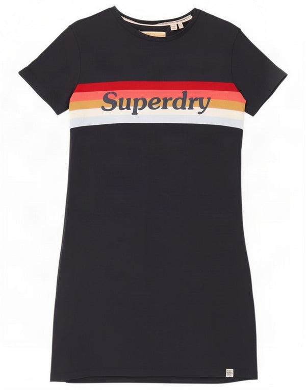 Superdry Womens Graphic T-Shirt Dress UK 10 Small Navy Blue Colourblock