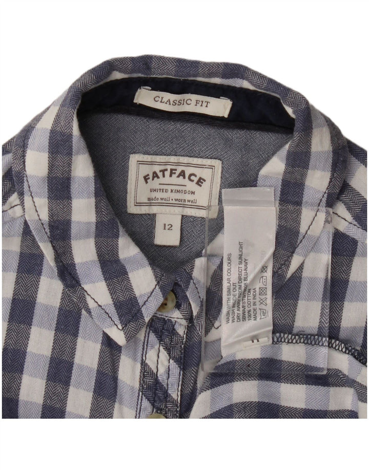 Fat Face Dame Classic Fit Flanell Shirt UK 12 Medium Navy Blue Gingham