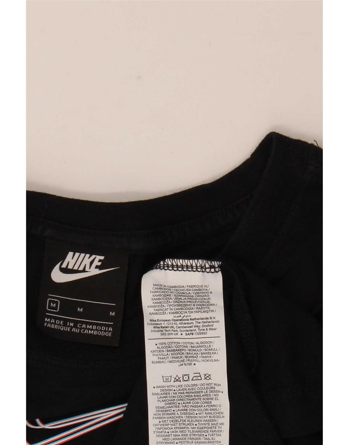 Nike Dame Crop T-Shirt Top UK 14 Medium Sort Bomuld