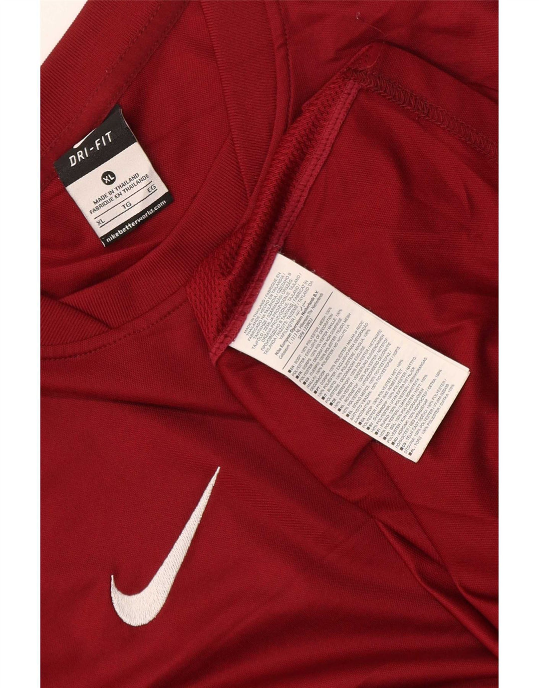 Nike Herre Dri Fit T-Shirt Top XL Burgundy Polyester
