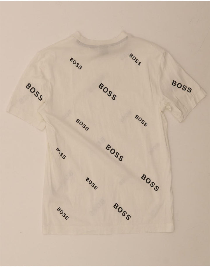 Hugo Boss Herre grafisk T-shirt Top Lille hvid bomuld