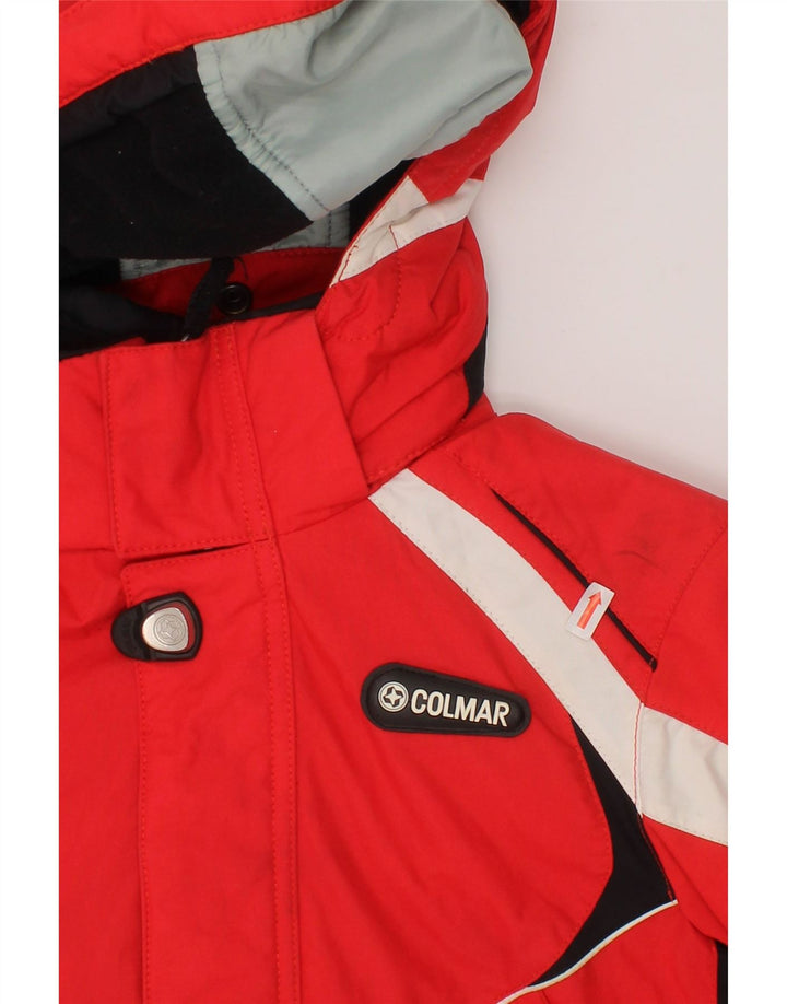 COLMAR Boys Hooded Windbreaker Jacket 7-8 Years Red Colourblock Polyamide Vintage Colmar and Second-Hand Colmar from Messina Hembry 