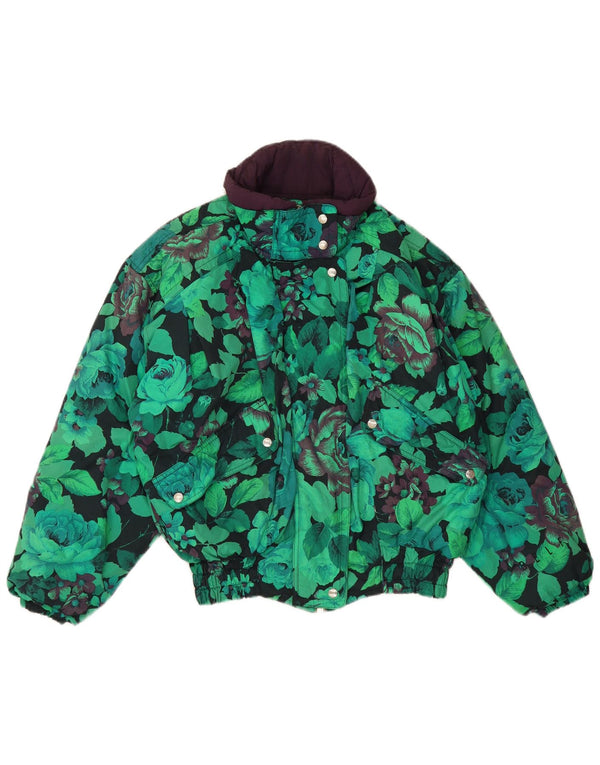 Belfe & Womens Oversized Windbreaker Jacket UK 12 Medium Green Floral Nylon