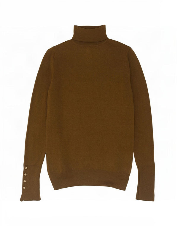 Zara Dame Rullehals Sweater UK 10 Small Khaki