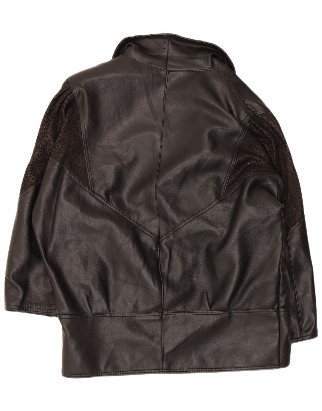 Alta Moda Dame Oversized Læderfrakke UK 14 Medium Black Animal Print