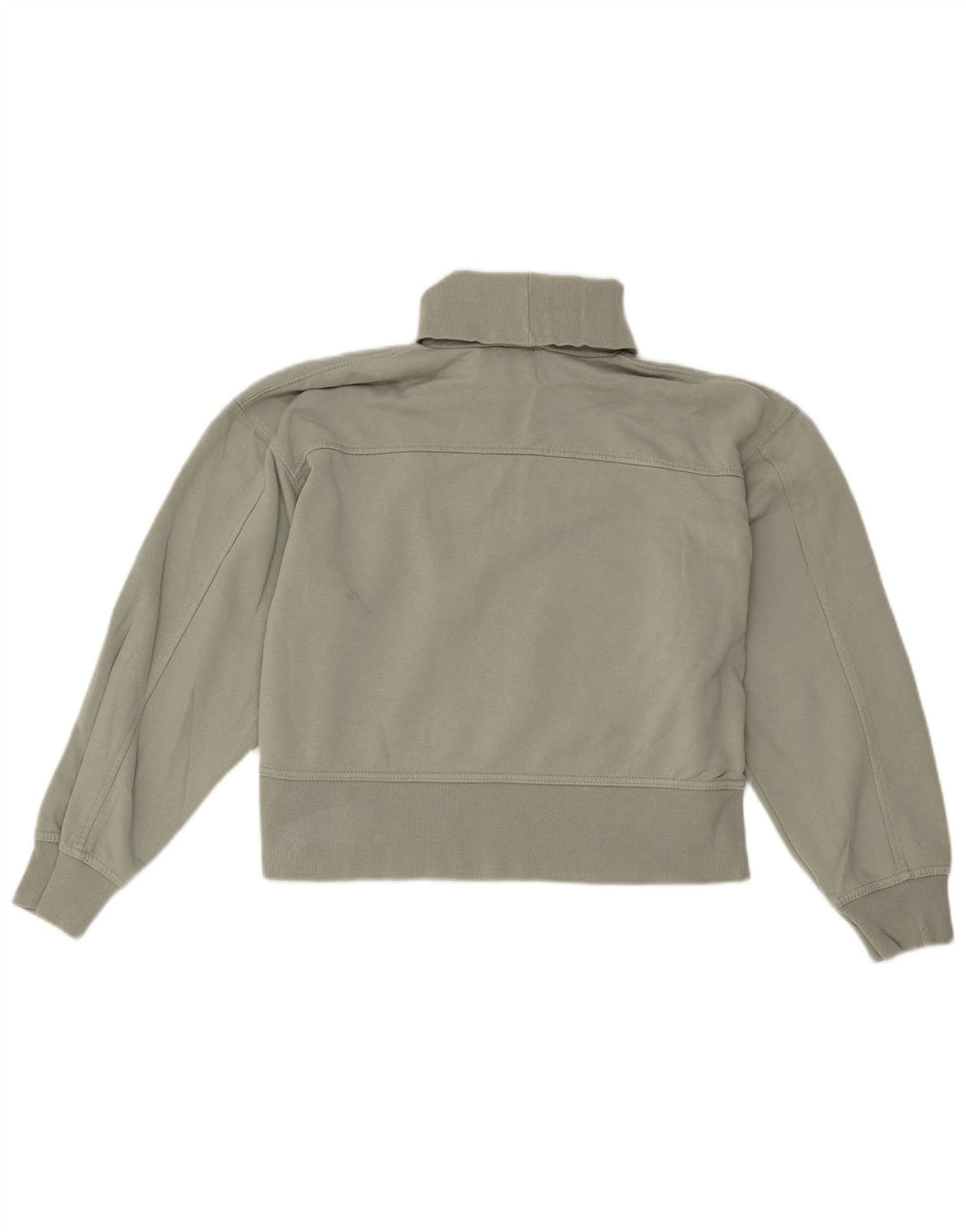 Zara Womens Crop Sweatshirt Jumper UK 14 Medium Green Bomuld