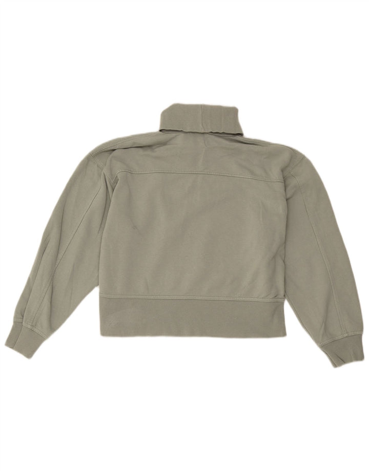 Zara Womens Crop Sweatshirt Jumper UK 14 Medium Green Bomuld