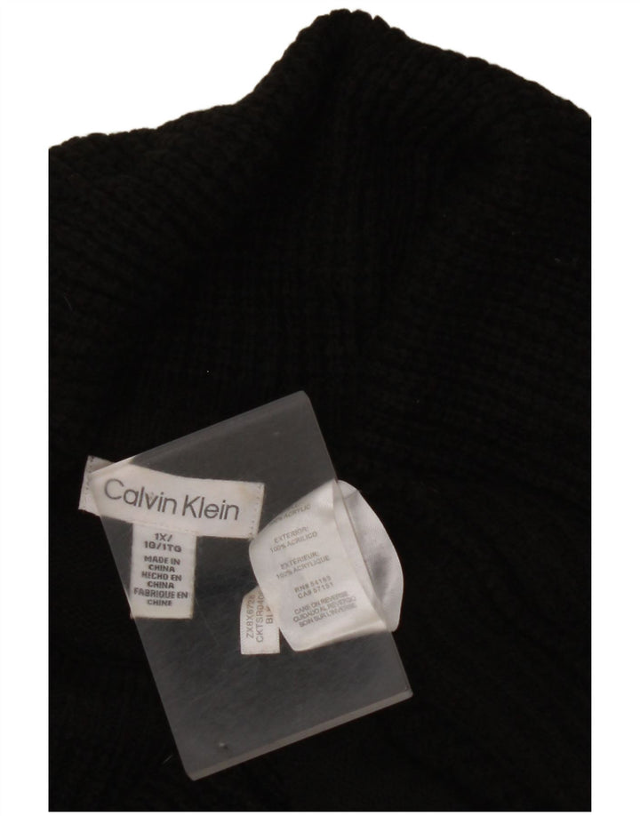 CALVIN KLEIN Dame Rullehals sweater UK 18 XL Sort Akryl