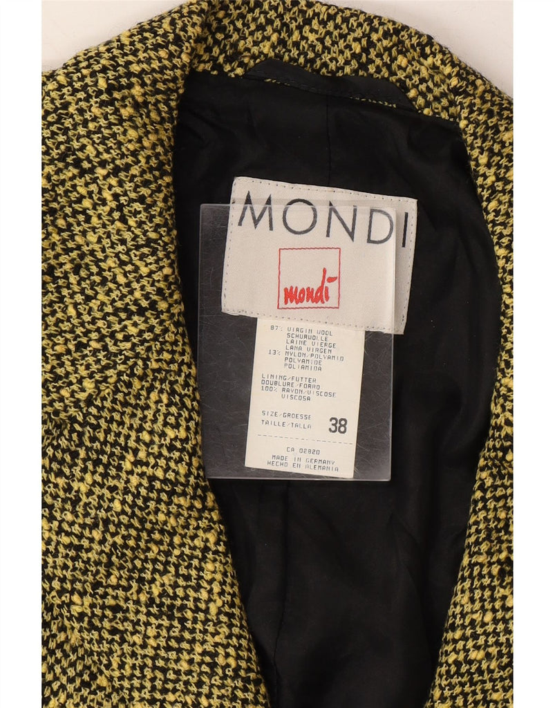 MONDI Womens 4 Button Blazer Jacket EU 38 Medium Yellow Flecked Wool Vintage Mondi and Second-Hand Mondi from Messina Hembry 