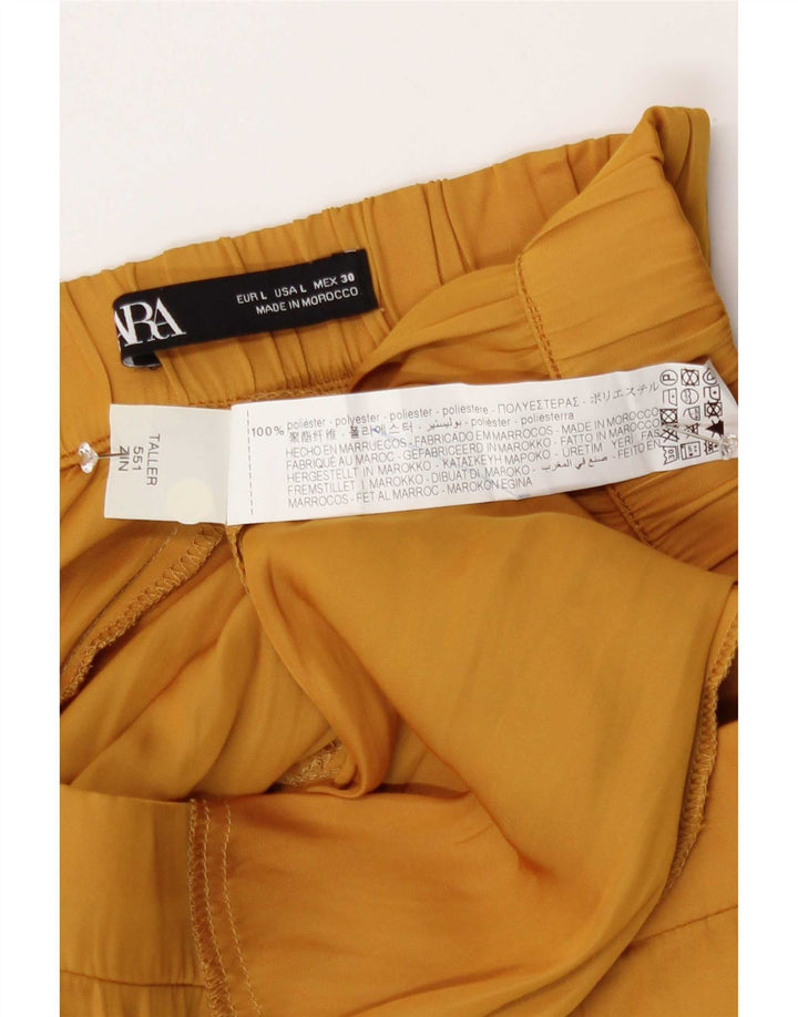 Zara Dame Crop Cargo Bukser Large W30 L23 Gul Polyester