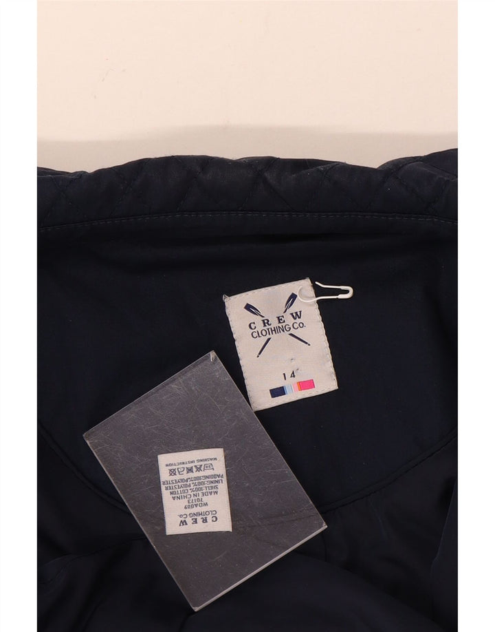 CREW CLOTHING Dame quiltet jakke UK 14 Mellem marineblå bomuld