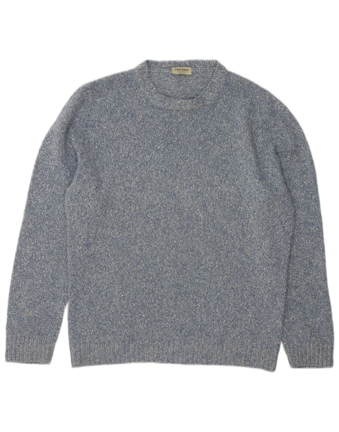 Gran Sasso Herre Crew Neck Jumper Sweater IT 48 Medium Blue Flecked Cashmere