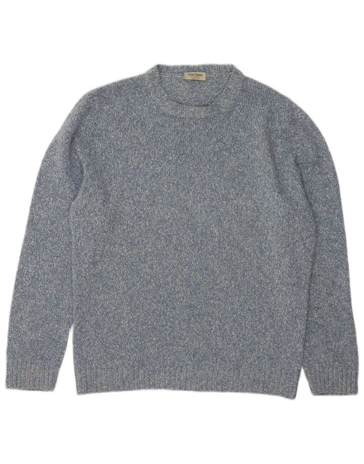 Gran Sasso Herre Crew Neck Jumper Sweater IT 48 Medium Blue Flecked Cashmere