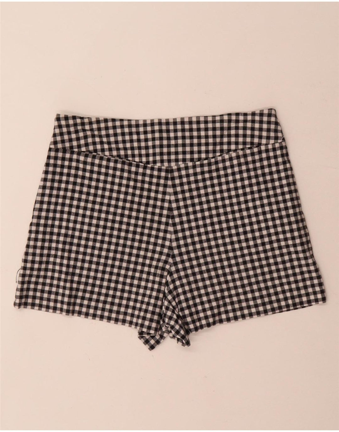 Zara Dame Trafaluc Hot Pants Medium W28 Sort Gingham Bomuld