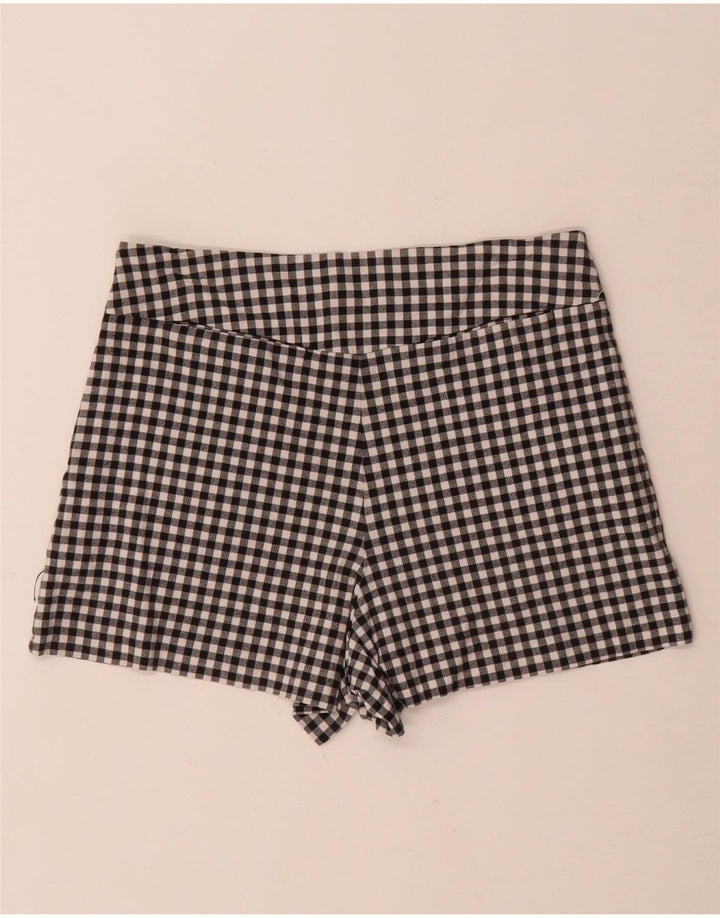 Zara Dame Trafaluc Hot Pants Medium W28 Sort Gingham Bomuld