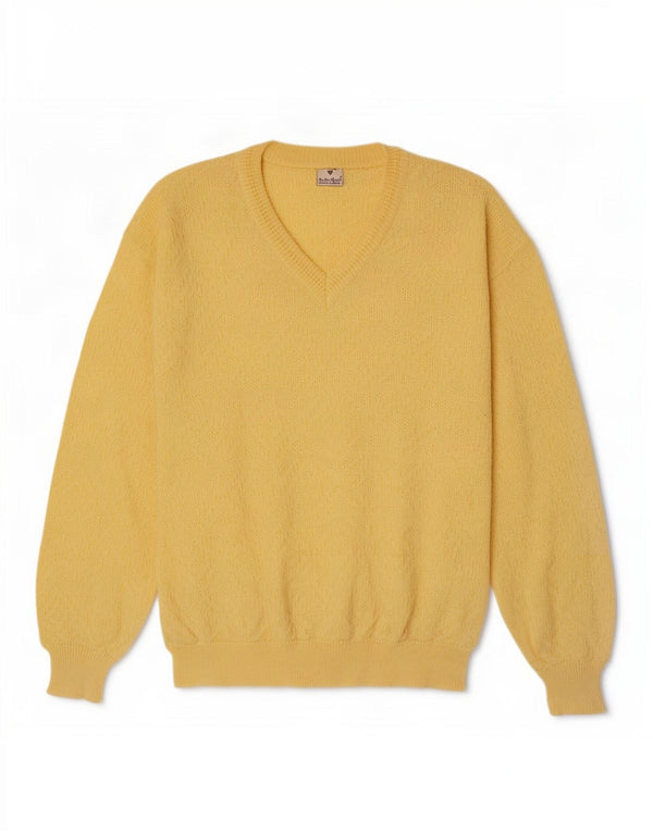 Adler Herre Loose Fit V-hals sweater IT 50 Medium Gul Geometrisk