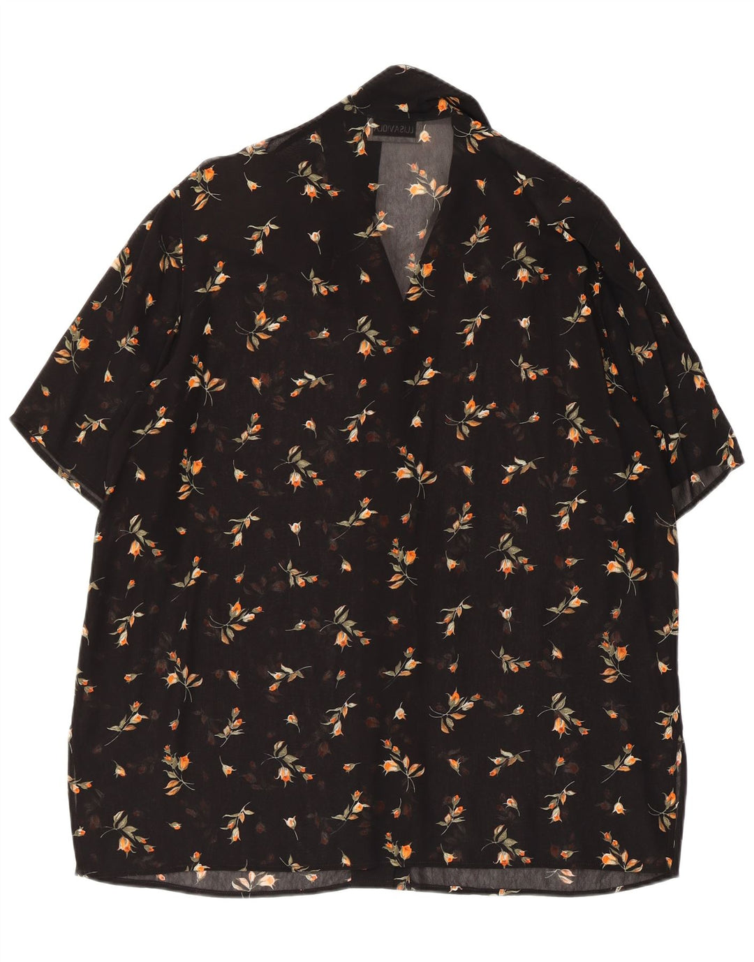 LUISA VIOLA Dame Se Through Shirt Bluse UK 20 2XL Sort Blomster