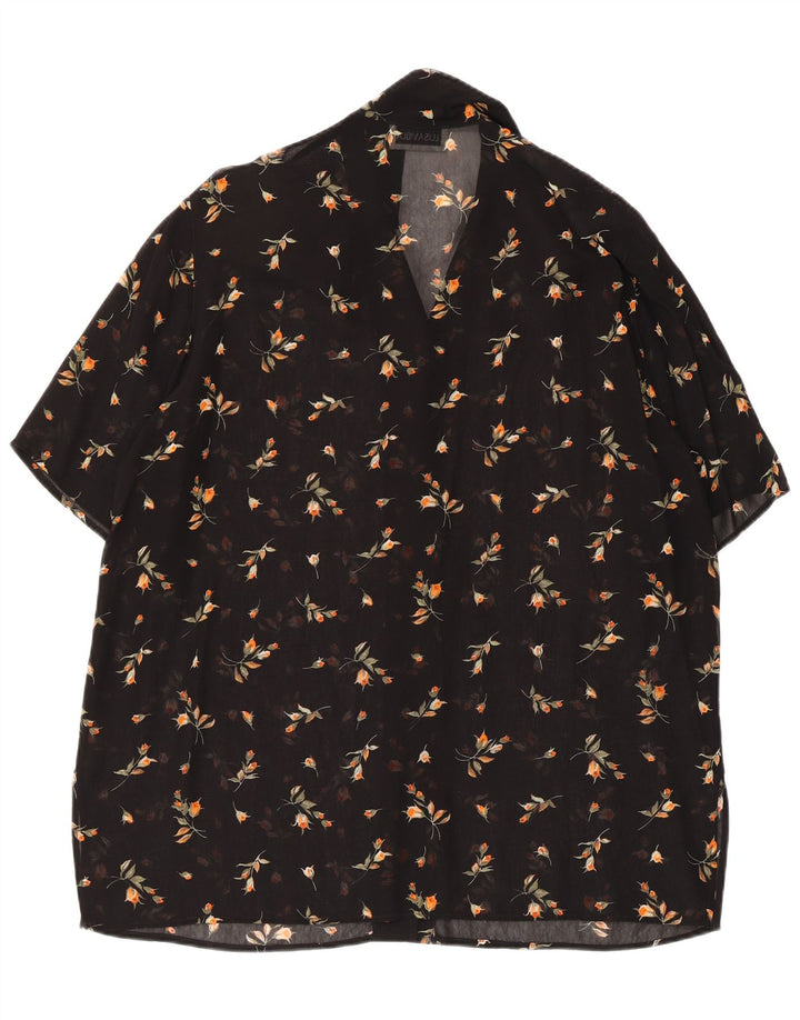 LUISA VIOLA Dame Se Through Shirt Bluse UK 20 2XL Sort Blomster